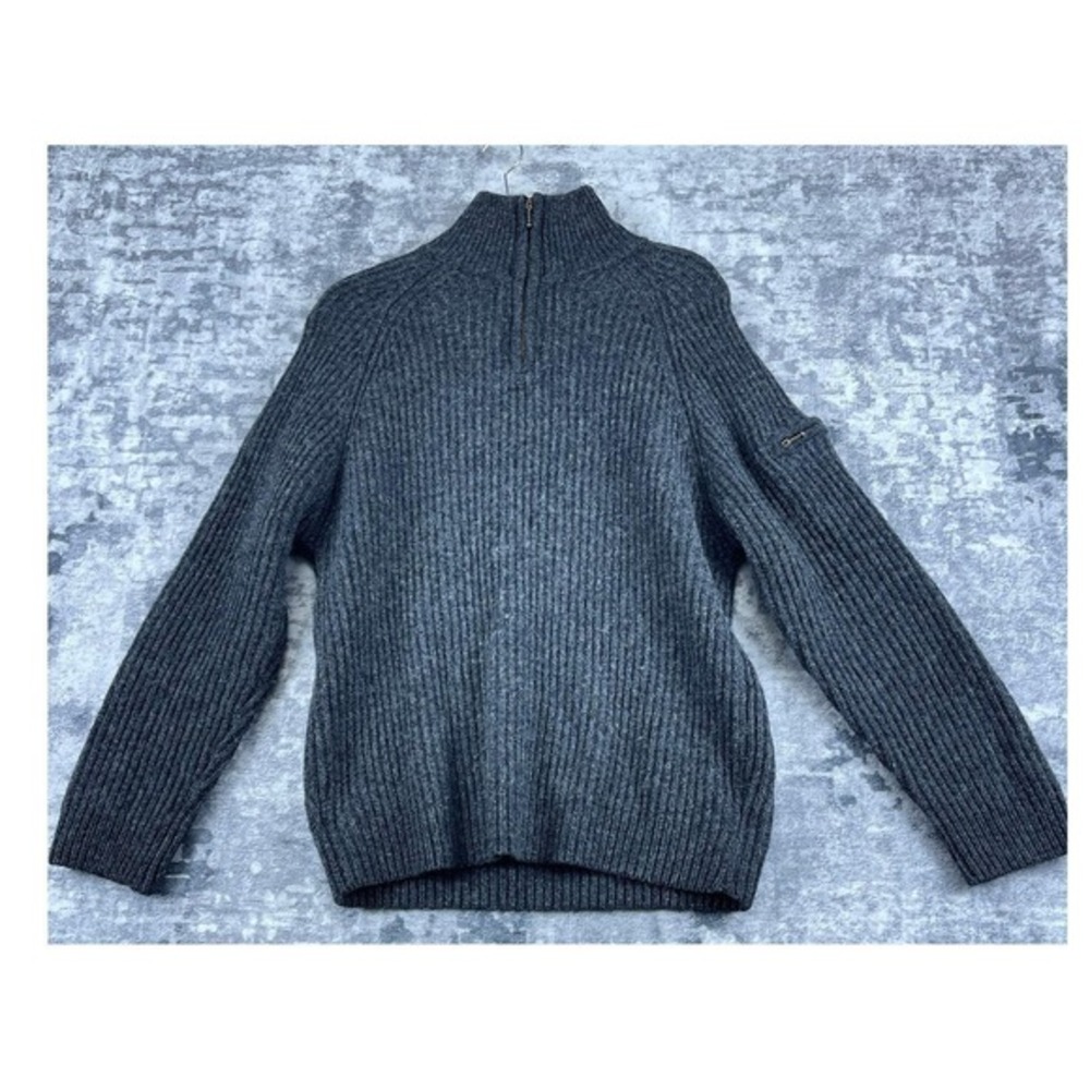 Vtg Carraig Donn Men S Pure Wool Ribbed Sweater Jacket Grey Ireland Grandpacore